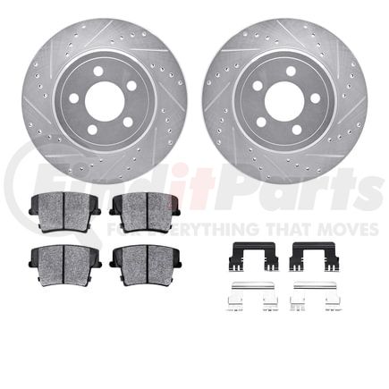 7512-39010 by DYNAMIC FRICTION COMPANY - Rotors-Drilled & Slotted-Silver w/ 5000 Advanced Brake Pads Incl Hdw