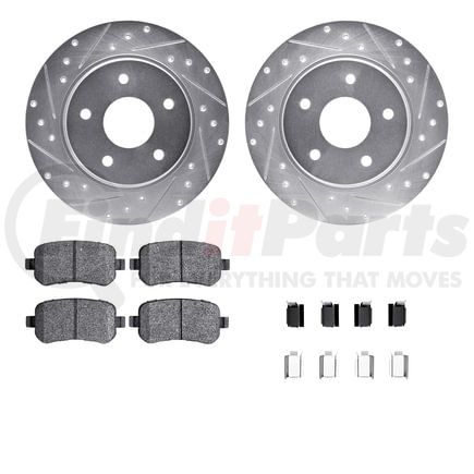 7512-40041 by DYNAMIC FRICTION COMPANY - Rotors-Drilled & Slotted-Silver w/ 5000 Advanced Brake Pads Incl Hdw