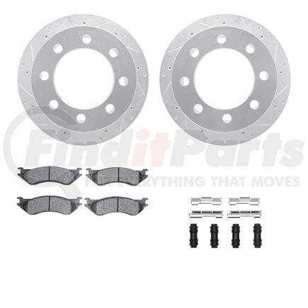 7512-40068 by DYNAMIC FRICTION COMPANY - Brake Rotor - Drilled & Slotted - Silver w/5000 Brake Pads & HW Kit