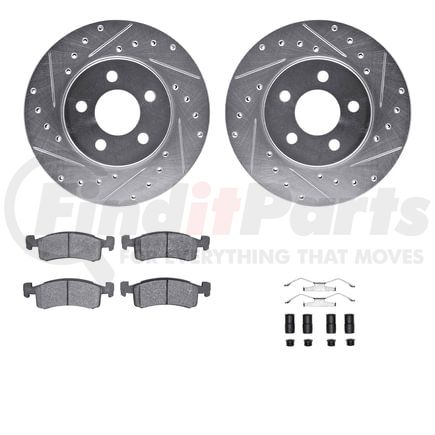 7512-40141 by DYNAMIC FRICTION COMPANY - Rotors-Drilled & Slotted-Silver w/ 5000 Advanced Brake Pads Incl Hdw