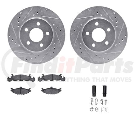 7512-40197 by DYNAMIC FRICTION COMPANY - Rotors-Drilled & Slotted-Silver w/ 5000 Advanced Brake Pads Incl Hdw