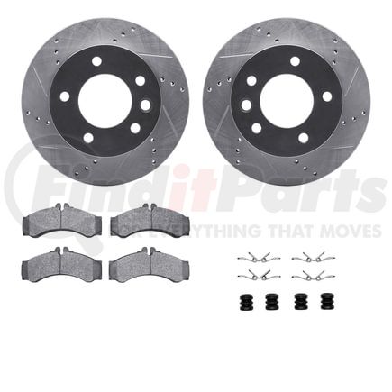 7512-40259 by DYNAMIC FRICTION COMPANY - Rotors-Drilled & Slotted-Silver w/ 5000 Advanced Brake Pads Incl Hdw