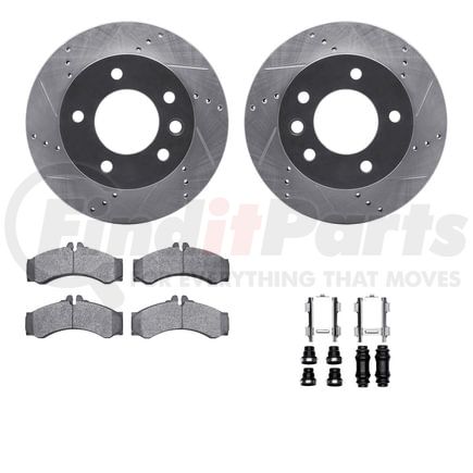 7512-40260 by DYNAMIC FRICTION COMPANY - Rotors-Drilled & Slotted-Silver w/ 5000 Advanced Brake Pads Incl Hdw