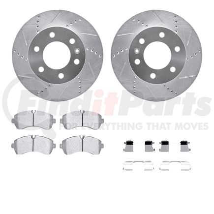 7512-40269 by DYNAMIC FRICTION COMPANY - Rotors-Drilled & Slotted-Silver w/ 5000 Advanced Brake Pads Incl Hdw