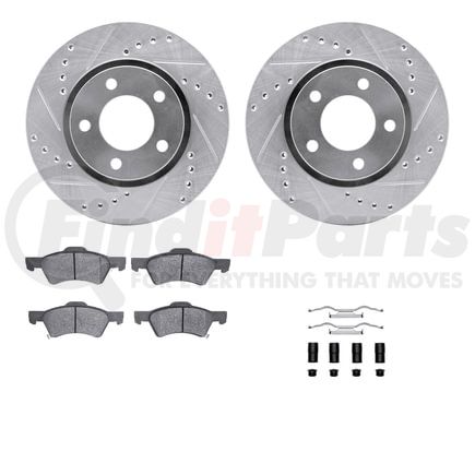 7512-40412 by DYNAMIC FRICTION COMPANY - Rotors-Drilled & Slotted-Silver w/ 5000 Advanced Brake Pads Incl Hdw