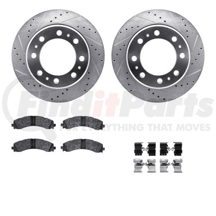 7512-40517 by DYNAMIC FRICTION COMPANY - Rotors-Drilled & Slotted-Silver w/ 5000 Advanced Brake Pads Incl Hdw