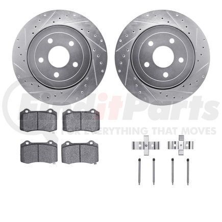 7512-42024 by DYNAMIC FRICTION COMPANY - Brake Rotor - Drilled & Slotted - Silver w/5000 Brake Pads & HW Kit