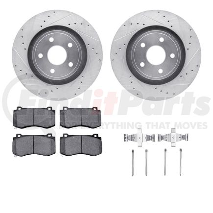 7512-42029 by DYNAMIC FRICTION COMPANY - Brake Rotor - Drilled & Slotted - Silver w/5000 Brake Pads & HW Kit