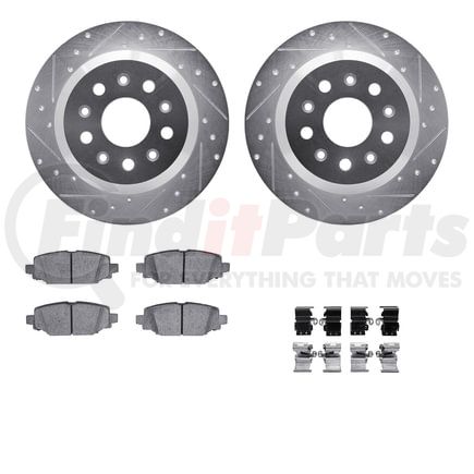7512-42063 by DYNAMIC FRICTION COMPANY - Rotors-Drilled & Slotted-Silver w/ 5000 Advanced Brake Pads Incl Hdw