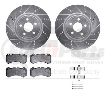 7512-42094 by DYNAMIC FRICTION COMPANY - Rotors-Drilled & Slotted-Silver w/ 5000 Advanced Brake Pads Incl Hdw