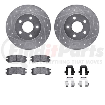 7512-45001 by DYNAMIC FRICTION COMPANY - Rotors-Drilled & Slotted-Silver w/ 5000 Advanced Brake Pads Incl Hdw