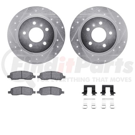 7512-45005 by DYNAMIC FRICTION COMPANY - Rotors-Drilled & Slotted-Silver w/ 5000 Advanced Brake Pads Incl Hdw