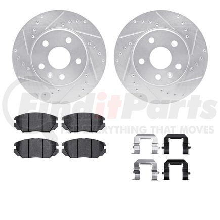 7512-45006 by DYNAMIC FRICTION COMPANY - Rotors-Drilled & Slotted-Silver w/ 5000 Advanced Brake Pads Incl Hdw