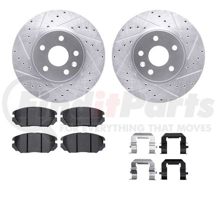 7512-45010 by DYNAMIC FRICTION COMPANY - Rotors-Drilled & Slotted-Silver w/ 5000 Advanced Brake Pads Incl Hdw