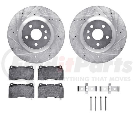 7512-45013 by DYNAMIC FRICTION COMPANY - Rotors-Drilled & Slotted-Silver w/ 5000 Advanced Brake Pads Incl Hdw