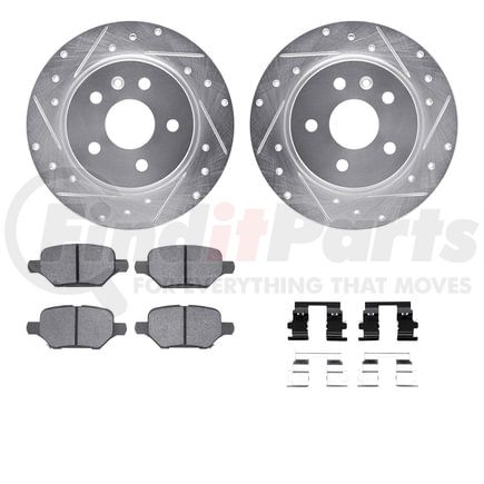 7512-45016 by DYNAMIC FRICTION COMPANY - Rotors-Drilled & Slotted-Silver w/ 5000 Advanced Brake Pads Incl Hdw