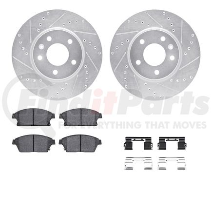 7512-45021 by DYNAMIC FRICTION COMPANY - Rotors-Drilled & Slotted-Silver w/ 5000 Advanced Brake Pads Incl Hdw