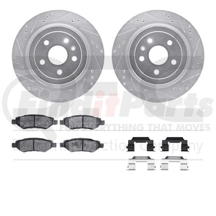 7512-46020 by DYNAMIC FRICTION COMPANY - Rotors-Drilled & Slotted-Silver w/ 5000 Advanced Brake Pads Incl Hdw