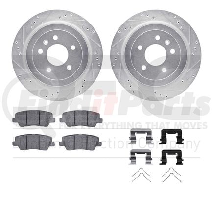 7512-46025 by DYNAMIC FRICTION COMPANY - Rotors-Drilled & Slotted-Silver w/ 5000 Advanced Brake Pads Incl Hdw