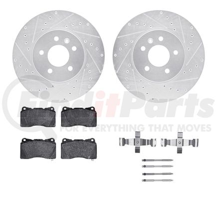 7512-46029 by DYNAMIC FRICTION COMPANY - Rotors-Drilled & Slotted-Silver w/ 5000 Advanced Brake Pads Incl Hdw