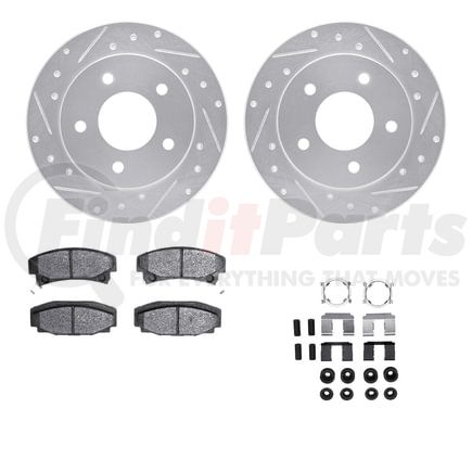 7512-46070 by DYNAMIC FRICTION COMPANY - Rotors-Drilled & Slotted-Silver w/ 5000 Advanced Brake Pads Incl Hdw