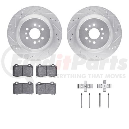 7512-46132 by DYNAMIC FRICTION COMPANY - Rotors-Drilled & Slotted-Silver w/ 5000 Advanced Brake Pads Incl Hdw