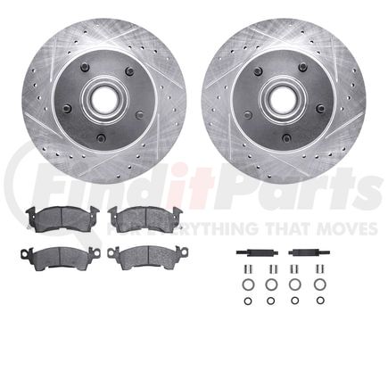 7512-47005 by DYNAMIC FRICTION COMPANY - Brake Rotor - Drilled & Slotted - Silver w/5000 Brake Pads & HW Kit