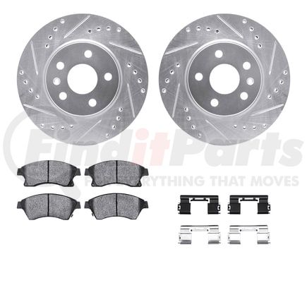 7512-47023 by DYNAMIC FRICTION COMPANY - Rotors-Drilled & Slotted-Silver w/ 5000 Advanced Brake Pads Incl Hdw