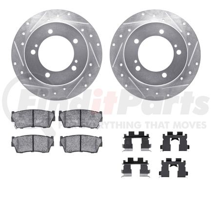 7512-47035 by DYNAMIC FRICTION COMPANY - Brake Rotor - Dimpled & Slotted - Silver w/5000 Brake Pads & HW Kit