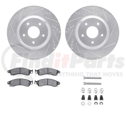 7512-47054 by DYNAMIC FRICTION COMPANY - Rotors-Drilled & Slotted-Silver w/ 5000 Advanced Brake Pads Incl Hdw