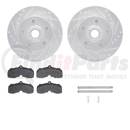 7512-47095 by DYNAMIC FRICTION COMPANY - Rotors-Drilled & Slotted-Silver w/ 5000 Advanced Brake Pads Incl Hdw