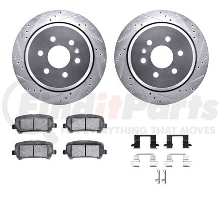 7512-48072 by DYNAMIC FRICTION COMPANY - Brake Rotor - Dimpled & Slotted - Silver w/5000 Brake Pads & HW Kit