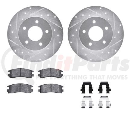 7512-52000 by DYNAMIC FRICTION COMPANY - Rotors-Drilled & Slotted-Silver w/ 5000 Advanced Brake Pads Incl Hdw