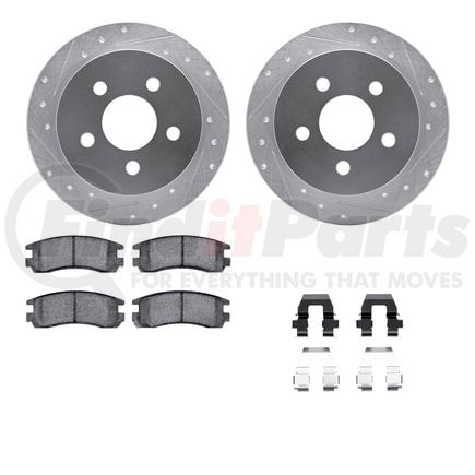 7512-52001 by DYNAMIC FRICTION COMPANY - Rotors-Drilled & Slotted-Silver w/ 5000 Advanced Brake Pads Incl Hdw