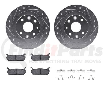 7512-54005 by DYNAMIC FRICTION COMPANY - Rotors-Drilled & Slotted-Silver w/ 5000 Advanced Brake Pads Incl Hdw