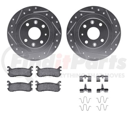 7512-54007 by DYNAMIC FRICTION COMPANY - Rotors-Drilled & Slotted-Silver w/ 5000 Advanced Brake Pads Incl Hdw