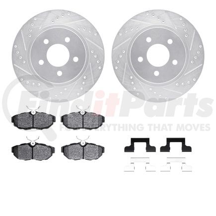 7512-54040 by DYNAMIC FRICTION COMPANY - Rotors-Drilled & Slotted-Silver w/ 5000 Advanced Brake Pads Incl Hdw