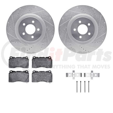 7512-54045 by DYNAMIC FRICTION COMPANY - Rotors-Drilled & Slotted-Silver w/ 5000 Advanced Brake Pads Incl Hdw