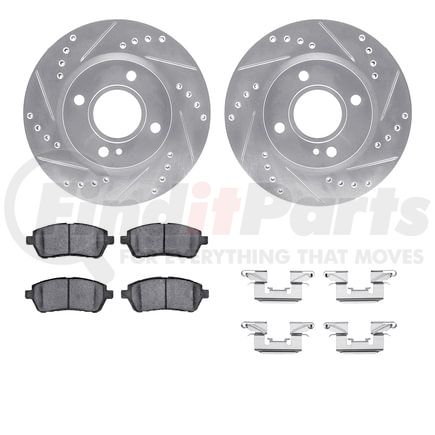 7512-54060 by DYNAMIC FRICTION COMPANY - Rotors-Drilled & Slotted-Silver w/ 5000 Advanced Brake Pads Incl Hdw
