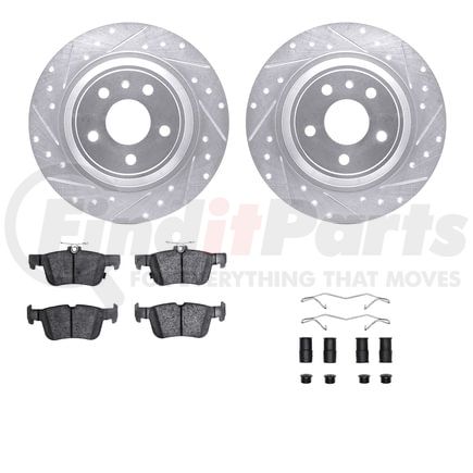 7512-54074 by DYNAMIC FRICTION COMPANY - Rotors-Drilled & Slotted-Silver w/ 5000 Advanced Brake Pads Incl Hdw