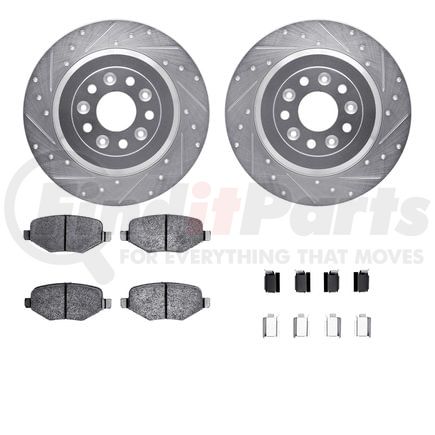 7512-54090 by DYNAMIC FRICTION COMPANY - Rotors-Drilled & Slotted-Silver w/ 5000 Advanced Brake Pads Incl Hdw