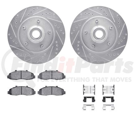 7512-54136 by DYNAMIC FRICTION COMPANY - Rotors-Drilled & Slotted-Silver w/ 5000 Advanced Brake Pads Incl Hdw