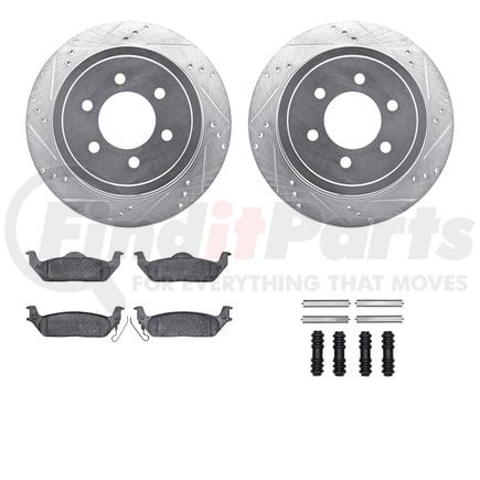 7512-54146 by DYNAMIC FRICTION COMPANY - Rotors-Drilled & Slotted-Silver w/ 5000 Advanced Brake Pads Incl Hdw