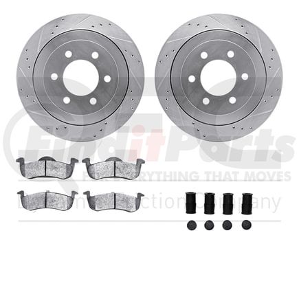 7512-54153 by DYNAMIC FRICTION COMPANY - Rotors-Drilled & Slotted-Silver w/ 5000 Advanced Brake Pads Incl Hdw