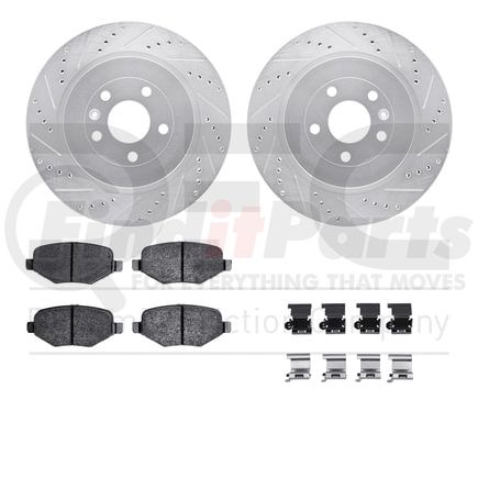 7512-54163 by DYNAMIC FRICTION COMPANY - Rotors-Drilled & Slotted-Silver w/ 5000 Advanced Brake Pads Incl Hdw