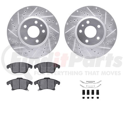 7512-54165 by DYNAMIC FRICTION COMPANY - Rotors-Drilled & Slotted-Silver w/ 5000 Advanced Brake Pads Incl Hdw