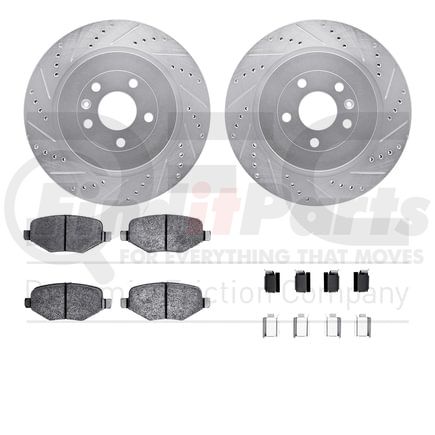 7512-54164 by DYNAMIC FRICTION COMPANY - Rotors-Drilled & Slotted-Silver w/ 5000 Advanced Brake Pads Incl Hdw