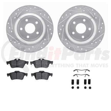 7512-54177 by DYNAMIC FRICTION COMPANY - Rotors-Drilled & Slotted-Silver w/ 5000 Advanced Brake Pads Incl Hdw