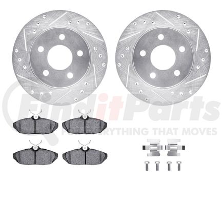 7512-54315 by DYNAMIC FRICTION COMPANY - Rotors-Drilled & Slotted-Silver w/ 5000 Advanced Brake Pads Incl Hdw