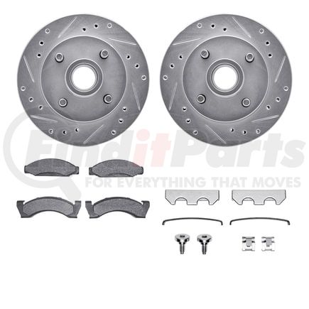 7512-55046 by DYNAMIC FRICTION COMPANY - Rotors-Drilled & Slotted-Silver w/ 5000 Advanced Brake Pads Incl Hdw